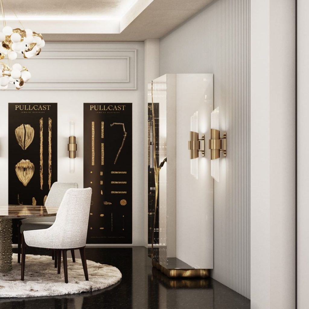 corporate office - golden suspension lamp